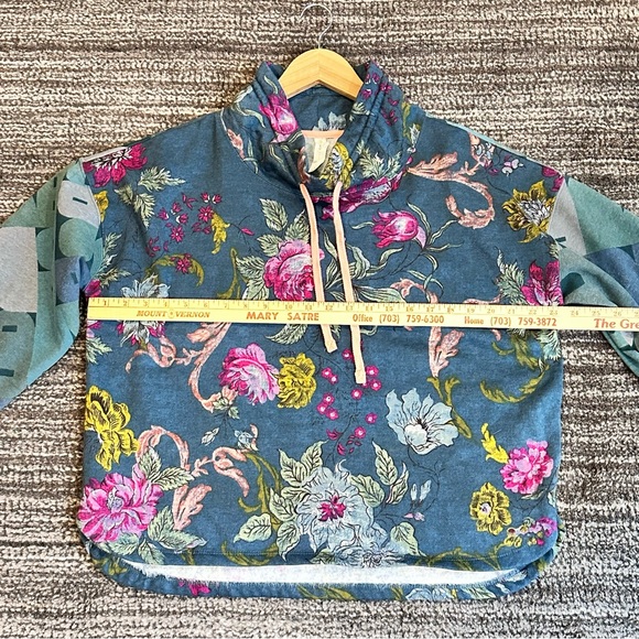 Anthropologie Daily Practice Sweatshirt Medium Funnel Neck Mixed Floral Print - Picture 9 of 13